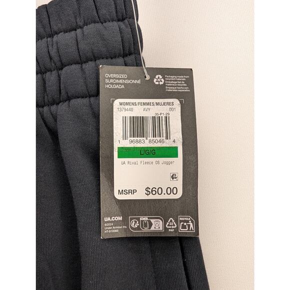 NWT Under Armour UA Rival Fleece Women's Oversized Joggers in Black size Large - Picture 4 of 7